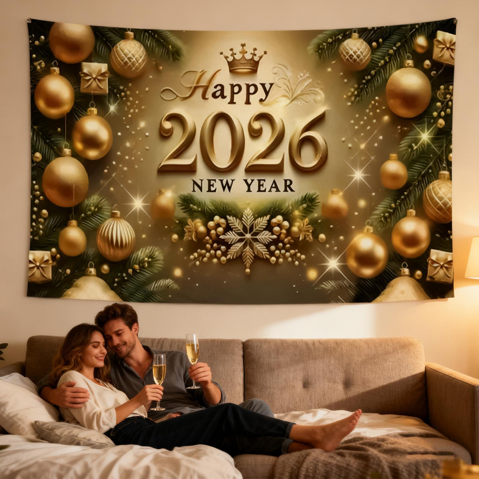 Feliz Año Nuevo Banner 7x5 pie - Home Office Backdrop reseña y precio